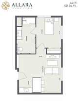 Allara_AL_One Bedroom, One Bathroom3_521 Sq. Ft.